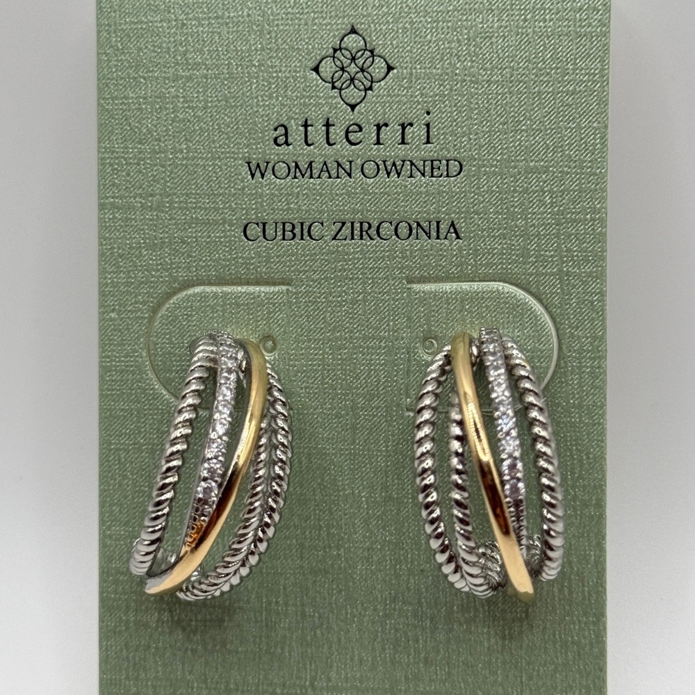 Silver and Gold Textured Earrings with Dimensional Design